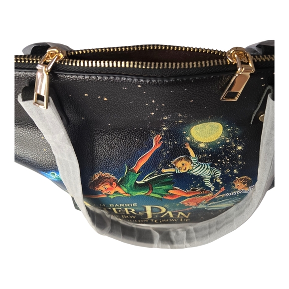 Peter Pan Themed Black Tote Bag New In Package 15" X 13" Faux Leather - Picture 4 of 11